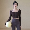 スポーツトップス レディース フェイクレイヤード ヨガウェア リブ 長袖 秋冬 スリムフィット スタイルアップ ピラティス ジム トレーニング フィットネス 通...