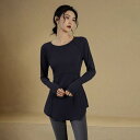 ヨガウェア レディース 秋冬 スポーツ トップス 長袖 Tシャツ 速乾性 体型カバー ヒップ丈 フィットネス ランニング ジム トレーニング チュニック ゆったり