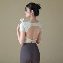 ヨガウェア レディース 女性用 半袖 Tシャツ パッド内蔵 美背 ショート丈 スリムフィット トレーニング フィットネス ランニング 吸湿速乾 通気性 春夏