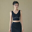 ブラトップ レディース 女性用 ヨガウェア ピラティスウェア フィットネス トレーニング スポーツブラ カップ付き バックデザイン 通気性 吸湿速乾 配色切り替...