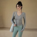 ヨガウェア レディース 秋冬 長袖 Tシャツ ランニング フィットネスウェア トレーニングウェア ピラティス スポーツ トップス 着痩せ タイト 高級感 レーヨ...