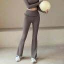ヨガパンツ レディース 女性用 ハイウエスト 細見え スリムフィット フリルデザイン フレアパンツ ブーツカット スポーツ フィットネス ジム ワークアウト 通...