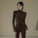 ヨガウェア レディース 秋冬 保温 裏起毛 スタンドカラー ジップアップ スポーツジャケット スリムフィット 細見え 長袖 高級感 フィットネス ジム トレーニ...