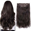 エクステ レディース ロング カール ウェーブ 4点セット クリップ式 ヘアピース 付け毛 高温耐熱ファイバー 合成繊維 欧米風 外国人風 ナチュラル 普段使い...