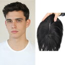 メンズウィッグ 男性用 人毛100% 総手植え 頭頂部 部分ウィッグ ヘアピース 増毛 かつら 自然な仕上がり 薄毛対策 円形脱毛症カバー スタイリング自由 黒...