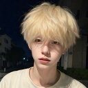 カツラ メンズ ウィッグ ショート マッシュヘア 学生用 韓国風 スタイリッシュ 自然 若々しい フルウィッグ オフホワイト 耐熱ファイバー