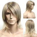 ウィッグ メンズ ショートヘア かつら 男性用 ゴールド 金髪 欧米風 コスプレ アニメ ハロウィン 変装 仮装 耐熱 合成繊維 マシンメイド ヘアチェンジ