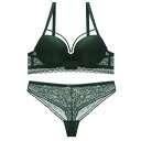 ブラジャー ショーツ セット レディース レース セクシー 欧米風 谷間メイク 盛りブラ Bカップ 3/4カップ 下厚上薄 厚手パッド 補正下着 ナイロン コットン 通気性 快適 脇高 脇肉カバー