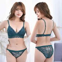 ブラジャーショーツセット レディース レース ナイロン 綿素材 3/4カップ 薄手モールドカップ 三角ブラジャー 三角ショーツ 通気性 美背 寄せ上げ 谷間メイク 胸を小さく見せる バックホック ピュアセクシー