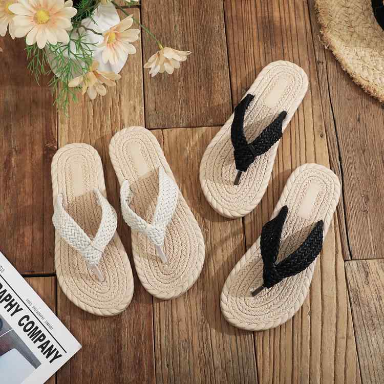 ビーチサンダル レディース 女性用 春夏 韓国風 草編み風 EVA素材 ラバーソール 軽量 通気性 カジュアル 海辺 アウトドア 普段使い 無地