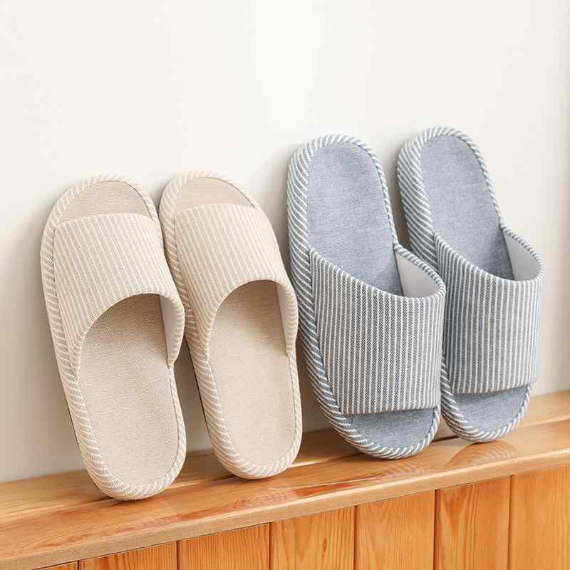 スリッパ レディース ルームシューズ 厚底 日系 亜麻 静音 滑り止め 吸汗 オールシーズン 室内用 EVAソ..