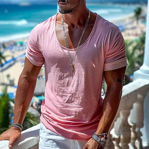 Tシャツ メンズ 男性用 欧米風 スポーツ フィットネス トップス 薄手 ポリエステル クルーネック 半袖 無地 スリムフィット 吸汗速乾 カジュアル リゾート 普段使い 夏物 ピンク Tシャツ メンズ 男性用 欧米風 スポーツ フィットネス トップス 薄手 ポリエステル クルーネック 半袖 無地 スリムフィット 吸汗速乾 カジュアル リゾート 普段使い 夏物 ピンク