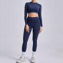 ヨガウェア レディース 立体ギャザー 美尻 ヒップアップ 長袖トップス ロングパンツ ナイロン スパンデックス ストレッチ素材 ランニング トレーニング ジム ...