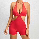 ヨガウェア レディース 一体型 オールインワン スポーツウェア ランニング フィットネス ジム トレーニング メッシュ切り替え トップス ナイロン スパンデック...