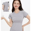 Tシャツ レディース スポーツウェア 半袖 ランニング ヨガ ピラティス トレーニング フィットネス ジムウェア タイト スリムフィット 速乾 吸湿 通気性 伸...