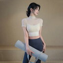 Tシャツ レディース カップ付き ナイロン タイト ヨガ ピラティス トレーニング フィットネス スポーツ ランニング ウエスト丈 半袖 通気性 吸汗速乾 春夏...