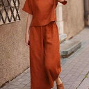 ジャージ レディース 春夏 無地 半袖 ロングパンツ 上下セット ゆったり 大きいサイズ 体型カバー カジュアル 上品 おしゃれ 若見え 普段使い リラックス