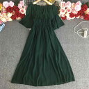 ワンピース レディース オフショルダー フリル シフォン フレアスリーブ ハイウエスト Aライン ロング丈 マキシ丈 バリ島 リゾート ビーチ サンドレス 旅行 春夏