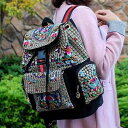 リュックサック レディース 雲南民族風 刺繡 花柄 帆布 大容量 トラベル 旅行 バックパック 普段使い デイリーユース 耐摩耗 軽量 秋冬 内ポケット PC収納