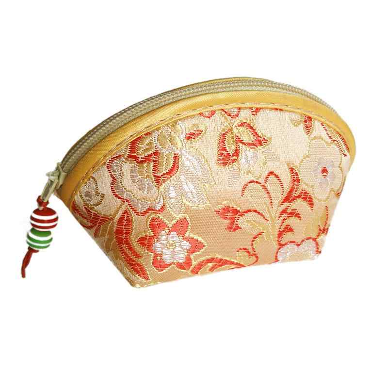 小銭入れ レディース ミニ財布 がま口財布 錦織 シルク 絹 花柄 レトロ アンティーク 中国風デザイン ..