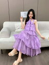 ワンピース レディース キャミソールワンピース ロングドレス ティアードワンピース 無地 ゆったり 体型カバー 細見え リゾート ビーチ 旅行 普段使い 着回し 春夏 エレガント 上品 高見え