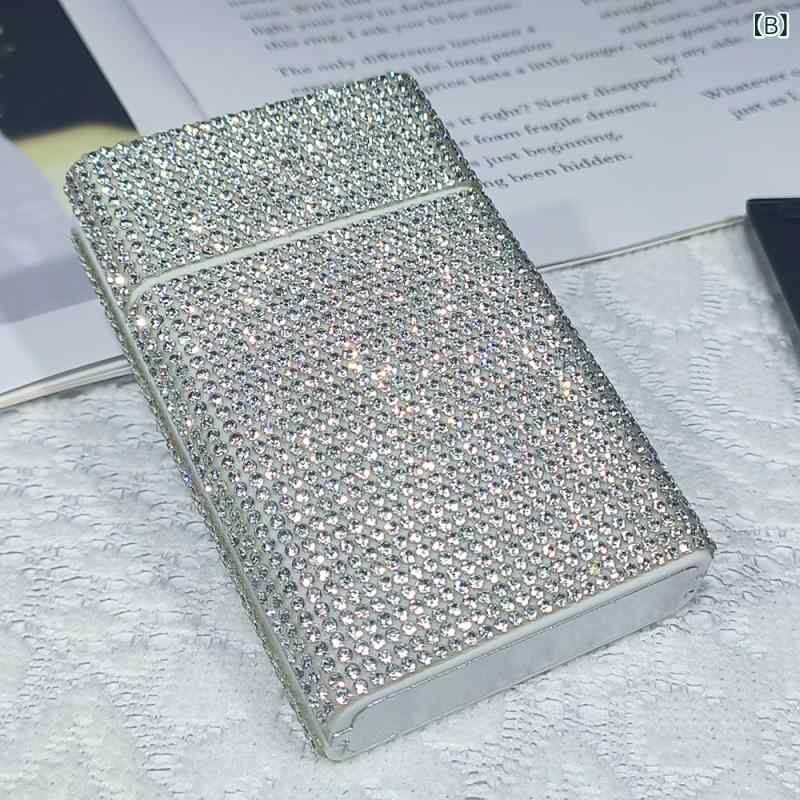 花りぼんのタバコ シガレットケース レディース ラインストーン デコレーション スライド開閉 隠しボタン おしゃれ 個性的 キラキラ プラスチック製 携帯用 薄型 コンパクト ホワイト ブラック ローズレッド 女性用｜アングル3