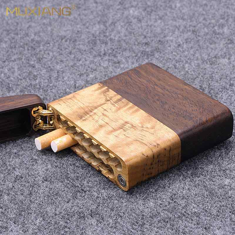 喫煙具 メンズ 男性用 シガレットケース たばこ入れ 無垢材 黒檀 フリップ式 15本収納 おしゃれ デザイン モダン スタイリッシュ 携帯用