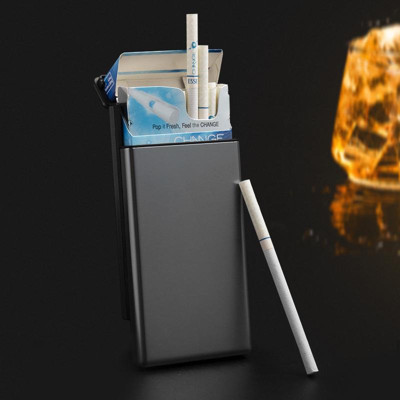 シガレットケース メンズ レディース スリムサイズ 自動排出式 アルミニウム合金製 携帯用 防水 防風 コンパクト 頑丈 アウトドア タバコ入れ 多色展開 シル...