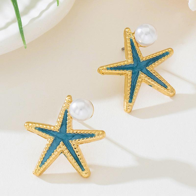 ピアス レディース 夏 マリンモチーフ スターフィッシュ ヒトデ シンプル かわいい 合金 滴油加工 ビー..
