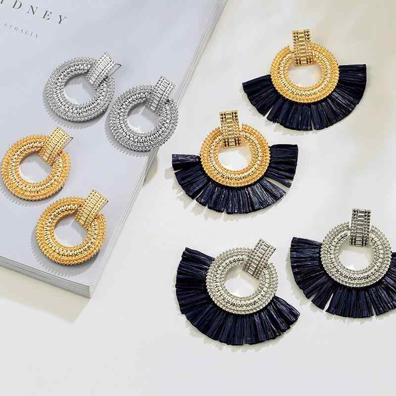 ピアス レトロ アンティーク ヴィンテージ ボヘミアン エスニック 欧米風 フリンジ タッセル 揺れる 幾何学模様 合金製 電気メッキ加工 ゴールド シルバー レディース