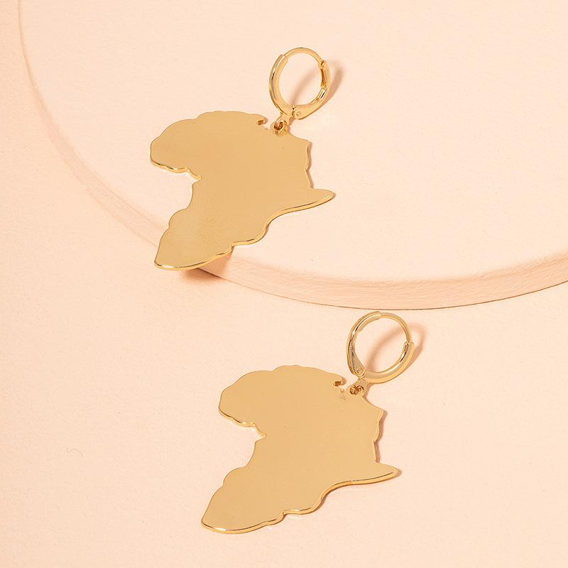 ピアス レディース 地図モチーフ 個性的 レトロ ヴィンテージ シンプル おしゃれ 合金製 ゴールド 電気..