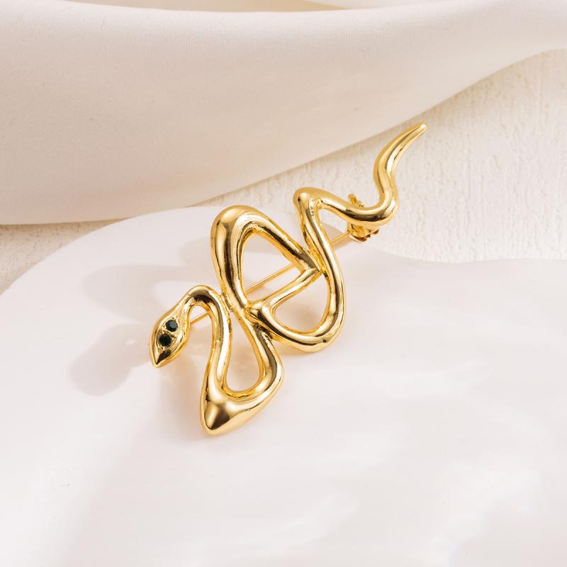 胸針 レディース 蛇モチーフ 大ぶり ゴージャス 個性的 ユニーク レトロ フレンチ スイート クール ゴールド 合金製 電気メッキ加工 装飾用 秋