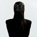 ヘアクリップ 髪留め レディース バロック リボン コーデュロイ ラインストーン 森ガール風 大人かわいい 秋冬 レッド グリーン ブラック ハンドメイド