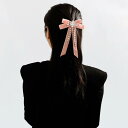 ヘアクリップ レディース 髪飾り 大人可愛い フェミニン ベルベット リボン ラインストーン ビジュー ダックビルクリップ 万能 普段使い カジュアル お出かけ 秋冬 グリーン ブラック ピンク