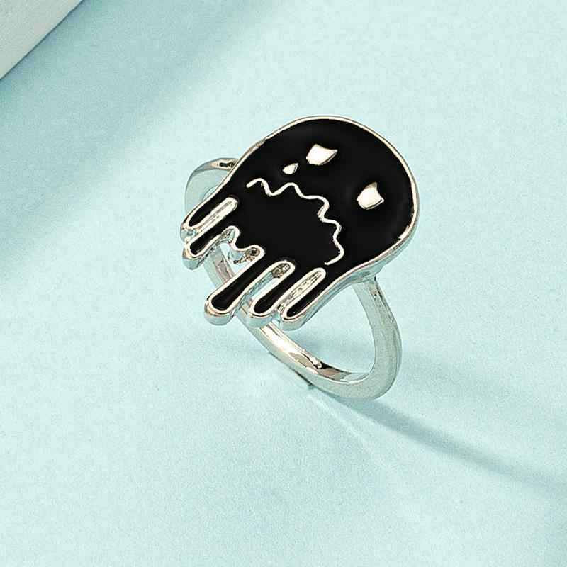 指輪 レディース ハロウィン ゴースト おばけ スカル 骸骨 不規則 アシンメトリー 合金 オイル加工 電..