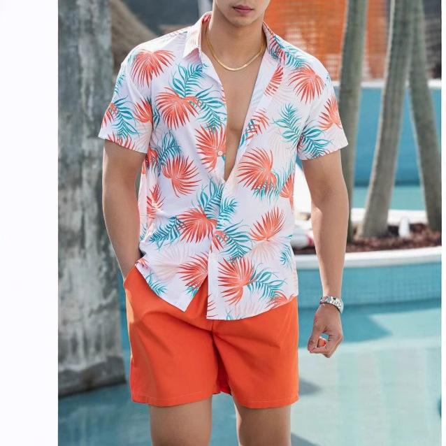 セットアップ メンズ 半袖シャツ ハーフパンツ 3Dデジタルプリント ハワイアン柄 ゆったり ルーズフィット 通気性 カジュアル 普段使い 春夏 ポリエステル素材 ウォッシャブル(x2)