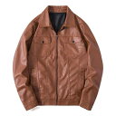 レザージャケット メンズ 男性用 羊革 ライダースジャケット 襟付き ジップアップ 春秋 ブラック 大きいサイズ カジュアル 万能 着回し(4)