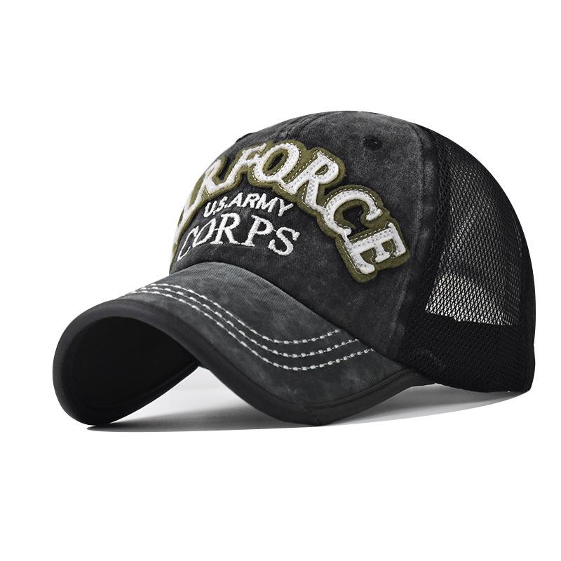 キャップ メンズ アウトドア スポーツ カジュアル ビッグ刺繍 コットン ベースボール メッシュキャップ UVカット ウォッシュド加工 アジャスター付き 通気性 丸型 カーブツバ(x2)