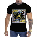 Tシャツ メンズ 春夏 欧米風 ストリート カジュアル 3Dデジタルプリント クルーネック 半袖 ポリエステル レギュラーフィット 普段使い タウンユース