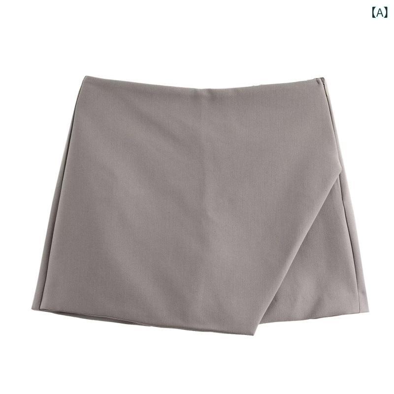 花りぼんのスカートパンツ レディース 秋 アメリカンカジュアル スパイシーギャル 個性派デザイン アシンメトリー ショート丈 タイトシルエット ポリエステル｜アングル2