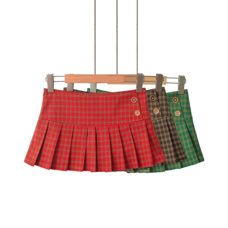 レディース スカート ミニ丈 プリーツ 透け防止 チェック柄 フレンチカレッジスタイル カジュアル 普段使い 着回し 春夏 ポリエステル スパンデックス