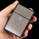 シガレットケース メンズ 20本収納 アルミ合金 プラスチック 携帯用 自動開閉 オートフリップ スリム スタイリッシュ ポータブル 黒 金 銀 ローズゴールド 普段使い(x2)