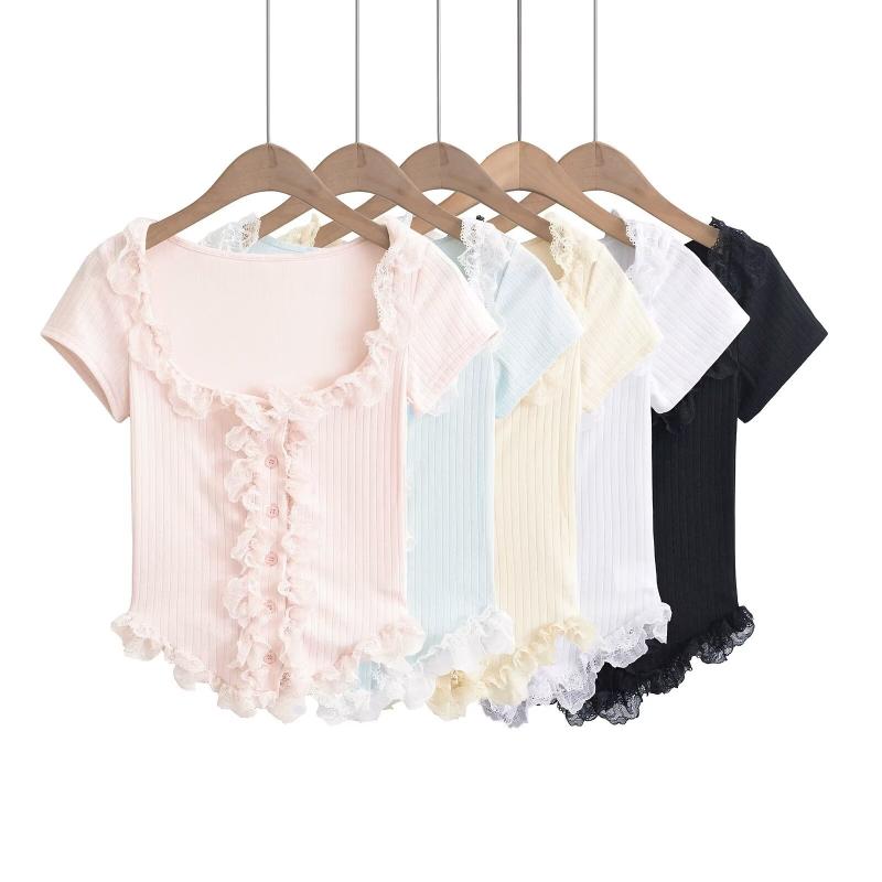 キャミソール レディース セクシーギャル レース フリル ショート丈 クロップド丈 へそ出し スクエアネ..