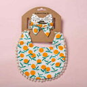 ベビー 乳幼児 よだれかけ スタイ ヘアバンド セット リバーシブル 綿 コットン 総柄 アニマル 花柄 さくらんぼ 紐 リボン 男女兼用