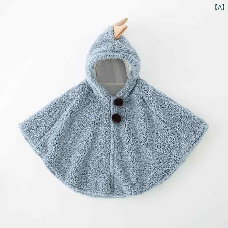 ベビー 男女兼用 ポンチョ ケープ 春秋冬 フード付き かわいい キャラクター アニマル柄 前開き ボタン カシミヤタッチ 防寒 アウター 2