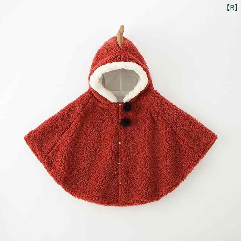 ベビー 男女兼用 ポンチョ ケープ 春秋冬 フード付き かわいい キャラクター アニマル柄 前開き ボタン カシミヤタッチ 防寒 アウター 3