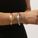 レディース バングル カフリング 個性的 シンプル かわいい イルカ 小魚 魚の尾 スプリングデザイン ブレスレット 合金製 ゴールド シルバー 電気メッキ加工...