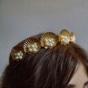 レディース ヘアアクセサリー 欧米風 個性的 合金製 貝殻モチーフ シェル ヘアバンド カチューシャ ビーチ リゾート バカンス 海辺 旅行 お出かけ ヘアクリ...