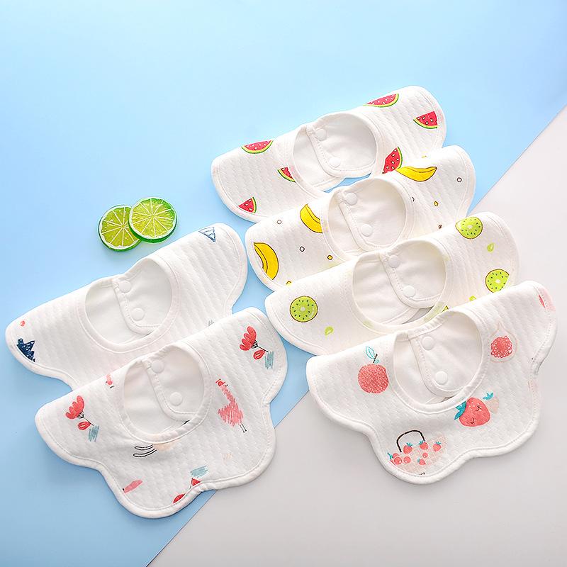 スタイ ベビー 新生児 赤ちゃん 乳幼児 防水 よだれかけ お食事エプロン 純綿 コットン素材 スナップボタン 離乳食 携帯用 かわいい キャラクター柄 フルーツ柄 恐竜柄 男女兼用(x10)