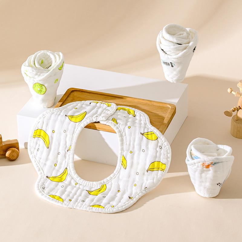 スタイ ベビー 新生児 よだれかけ 4重ガーゼ 綿100% 薄手 高密度 360度 花びら型 吸水 通気性 防汚 プリント柄 男の子 女の子 春夏(x3)